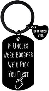 Funny Uncle Gift Keychain Best Uncle Ever Gifts from Niece Nephew to My Uncle Gifts for Birthday Christmas Fathers Day Present for Uncle If Uncles Were Boogers We’d Pick You First Key Chain, Black, Small