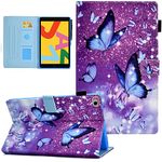 AUSMIX for iPad Mini 5 Case, Mini 4 Mini 3 Mini 2 Protective Cover, PU Leather Smart Auto Wake/Sleep Case with Stand Card Slot Pencil Holder for iPad Mini 7.9 Inch,Purple Butterfly