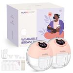 Nuliie Electric Breast Pump Hands-Free S32, Wearable Portable Breast Pumps 4 Modes 9 Levels, 24MM Comfortable Flange, More Private, Replaced Accessories Included (2 Packs, Pink)