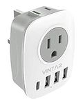 [1-Pack] UK Ireland Travel Plug Adapter, VINTAR Canada to UK Plug Adapter with 1 USB C, 2 American Outlets and 3 USB Ports, 6 in 1 International Power Adapter for England Singapore Hongkong（Type G）