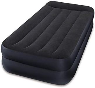 Intex Dura-Beam Fiber-Tech Elevated Inflatable Built-in Pillow Rest Raised Airbed Mattress with Internal Electric Pump and Carry Bag, Twin