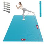 HAPBEAR Extra Large Exercise Mat - 7'x5'x8mm(1/3 inch), Shoes-Friendly, Non-Slip, Ultra Durable, High Density Thick Workout Mats for Home Gym Flooring Cardio, Yoga Mats for Fitness - Turquoise