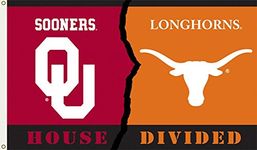 BSI NCAA Oklahoma-Texas 3x5' Flag with Grommets-Rivalry House Divided, Oklahoma Sooners