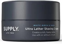 SUPPLY - Ultra Lather Shaving Cream - White Birch & Sage - Lathering, Mens Shaving Cream - Hypoallergenic, Naturally Soothing, Noncomedogenic - Protects Against Razor Burn and Irritation - 3.4 Oz Jar
