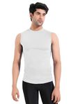 LYCOT Men's Sleeveless Net Rash Guard | Nylon Athletic Compression Top for Swimming & Outdoor Activities -White