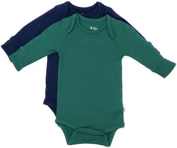 KYTE BABY – Unisex Long Sleeve Baby Bodysuits 97% Rayon made from Bamboo, 3% Spandex Material 2-Pack (Emerald+Navy, Newborn)