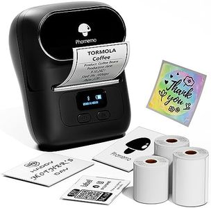 Phomemo Label Maker - M110 Address Label Printer Bluetooth Thermal Printer for Business, Office, School, Home-use, Barcode, Logo, Clothing Label, with 3 Label, Black