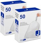 Code J 100 Count Drawstring Trash Bags Compatible with simplehuman Code J | 1.2 Mil | White Garbage Can Liners 10-10.5 Gallon / 38-40 Liter Heavy Duty Plastic Trash Bags