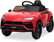 Kidzone Ride On Car 12V Lamborghini Urus Kids Electric Vehicle Toy w/Parent Remote Control, Horn, Radio, Port, AUX, Spring Suspension, Opening Door, LED Light - Red