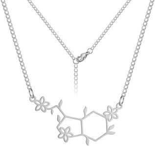 TEAMER Felicità Serotonina Molecola Collana in acciaio inox Moda Scienza Chimica Gioielli Per Donne Uomini (Argento)