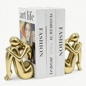 SMIKCP Girl Abstract Thinker Bookends for Shelves, Modern Decorative Resin Book Ends for Heavy Books, Unique Aesthetic Statue Sculptures for Home Office Library Desk Decor, Set of 2, 7.87x5.91x2.56 in