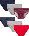 U.S. Polo Assn. Men's Low Rise Briefs - 6 Pack Soft Stretch Cotton Underwear for Men - Men's Briefs with Contour Pouch (S-XL), Size Medium, Grey/Denim/Blue/Red/Stripe