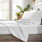 Bamboo Bay Luxury Bamboo Sheets Queen Size - 4 Piece Ultra Soft Cooling Sheets for Hot Sleepers - 100% Organic Bamboo Queen Sheet Set Fits Up to 16" Deep Pocket - Eco Friendly - Queen - White