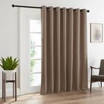 RYB HOME Sliding Door Curtains - Farmhouse Blackout Curtains Grommet Thermal Insulated Drapes for Dining Sunroom Bedroom Living Room Bay Window, 100 inches Wide x 108 inches Long, Cappuccino