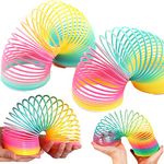 Manwetye 2 PCS Rainbow Coil Spring Toy,Magic Spring Coil Toy,Plastic Rainbow Coil Toy,Rainbow Magic Spring Toy for Party Favors Gifts,Stocking Stuffers for Kids & Adults(Size 3.4 * 3.5 inch)
