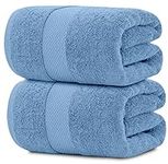White Classic Luxury Soft Bath Sheet Towels - 650 GSM Cotton Luxury Bath Towels Extra Large 35x70 | Highly Absorbent and Quick Dry | Hotel Quality Extra Large Bath Towels Oversized, Light Blue, 2 Pack