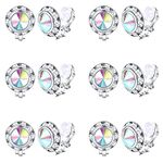 FIBO STEEL Clip on Halo Earrings Rhinestone Earrings Crystal Earrings for Women Round Acrylic Stone Inside Dance Competitions Stage Opera Performance Wedding Party Jewelry