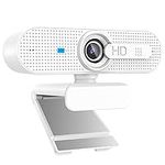 ASHU HD 1080P Webcam for Computer PC Laptop with Autofocus, Privacy Shutter and Dual-Mic External Web Camera for Skype, Video Calling, Conferencing, Recording, Live Streaming, White