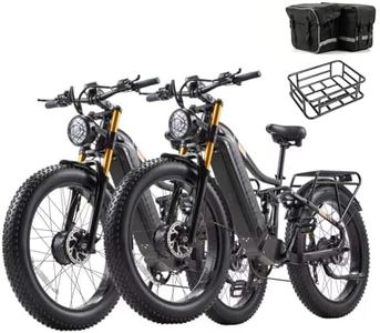 2 Pcs Electric Bike for Adults 3000W Peak AWD Dual Motor 48V 30Ah Battery Up to 90 Miles Long Range 30MPH Mountain E Bikes 26" Fat Tire Off-Road Full Suspension Electric Bicycle, Dual Hydraulic Brakes