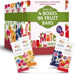 Mate Fruit Bars Variety Pack (96 pack), 4 Flavors - 100% Natural Real Fruit Snacks, Fruit Leather - Gluten Free, Vegan, Non GMO, Kosher, Keto Friendly - Zero Added Sugar, No Preservatives, and No Colorant