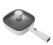 Koixurey Electric Skillet Non-Stick Square Pan | Multi Cooking Electric Fry Pan with Tempered Glass Lid (1 Compartment)
