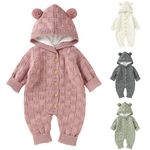 Opewod Infant Knitted Sweater Romper Longsleeve Outfit Fleece Jumpsuit for Baby Boy Girl Clothes