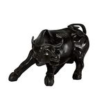 Allure Home Handmade Bull Geometric Statue Black Bull Sculpture Ornament Abstract Animal Figurines Room Desk Decor Home Decoration (Black) (12x4x7 Inches)