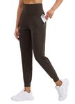 Willit Women's Athletic Joggers Pants Running Workout Sweatpants Yoga Tapered Lounge Pants with Pockets Deep Brown M