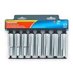 Crescent CSAS3 Metric 1/2" Drive 6 Point Deep Socket Set, 8 Piece