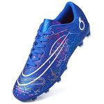 Dhinash Boys' Football Boots Kids Astro Turf Trainers Spikes Football Shoes Girls Cleats Soccer Shoes Junior Sports Shoes Outdoor Athletic Sneakers Unisex Blue 13UK