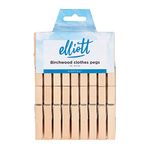 Elliott Hardwood Clothes Pegs with Metal Coil Spring for Firm Grip, Contoured to Prevent Leaving Marks on Clothing, This Pack Include 36 Pegs Ideal for Outdoor and Indoor Use