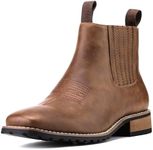 Cowboy Boots for Men Square Toe, All-Weather Slip-On Work & Casual Western Chelsea Boots -botines para hombre