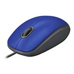 Logitech M110 Wired USB Mouse, Silent Buttons, Comfortable Full-Size Use Design, Ambidextrous PC / Mac / Laptop - Blue