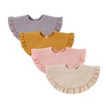 Nishine 4 pcs Unisex Baby Muslin Bandana Drool Bibs 360 Degree Rotatable Cotton Teething Feeding Drooling Bibs for Boy Girl(pink set)