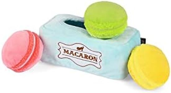 P.L.A.Y. Cute Plush Dog Toys - Coffee Shop Food Themed Durable Squeaker Chew Toy, Great for Puppies & Small, Medium, Large Dog Breeds - Machine Washable, Recycled Materials (Pup Cup Cafe Mutt-a-rons)