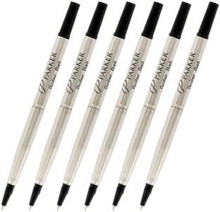 Parker Quink Ink Roller Ball Pen Refills, Medium Point, Black Ink, Pack of 6