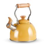 ROCKURWOK Tea Kettle Stovetop Whistling Teapot, Stainless Steel, 1.6-Quart Yellow