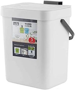 Small Trash Can with Lid Mini Kitchen Hanging Trash Can Tightly Sealed Odor Free, Small Countertop Compost Bin for Scraps from Daily Cooking, Mountable Trash Bin for Kitchen Counter, 5L/1.3 White