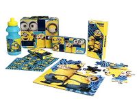 Tin Box Gift Set for Kids - Tin Lunch Box, Tin Pencil Case, Water Bottle, Puzzle, Stickers (Minions)