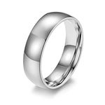 Hoisy Mens Titanium Ring, Wedding Rings Male Mirror Bright Silver Size N 1/2