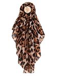 Women Large Leopard Animal Print Lightweight Soft-touch Rectangle Everyday Scarf 90x180cm (LeoBrown)