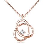 KENIY Rose Gold Necklace for Women, 925 Sterling Silver Ladies Necklace Dainty Pendant Necklace with Cubic Zirconia Adjustable Rose Gold Necklace Celtic Necklace for Women Birthday Jewelry Gifts