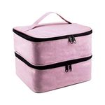 Milageto Nail Storage Bag, Holds 30 Bottles, with Adjustable Dividers, Nail Dryer Case, Box for Nail Varnish Perfume/Cosmetic (Pink)