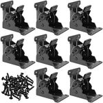 KEILEOHO 8 Pack Foldable Support Bracket, Folding Table Leg Brackets with Screws, 90 Degree Lock Extension Hinge for Table Legs, Bed Legs, Desk Legs, 2.68 x 2.48 x 2.13 Inch, Bronze Black