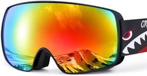 Odoland Kids Ski Goggles, Snowboard Goggles for Youth Skiing Age 8-16, Snow Goggles S2 Double Lens Anti-Fog UV400 Protection,Revo Red VLT 15%