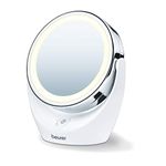 Beurer BS49 Illuminated Vanity Mirror, Rotatable Make-Up Mirror With Normal And 5x Magnification, Battery Operated LED Cosmetic Mirror, Ideal For Make-Up Or Shaving