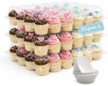 WIKDAY (24 Count x 15 Sets Plastic Cupcake Containers with Liners, Clear Cupcake Holder with Lids, Disposable Cupcake Carrier for Bakery, Cupcake Storage Box for Parties, Bake Sale Packaging