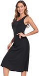 MANCYFIT Full Slip for Women Under Dress Slips Wide Straps Slip Dress Tank Top Underdress, Black, XX-Large