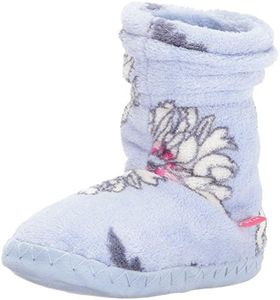 Joules Girls Pad About Hi-Top Slippers, Blue Sky Blue Peony, Large