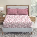 Trident Bedsheet Set - Urban Comfort Collection, 100% Cotton Bedsheet for Double Bed (1 Queen Size Bedsheet with 2 Pillow Covers) Superior Softness, 144 Thread Count - Juliet Pink